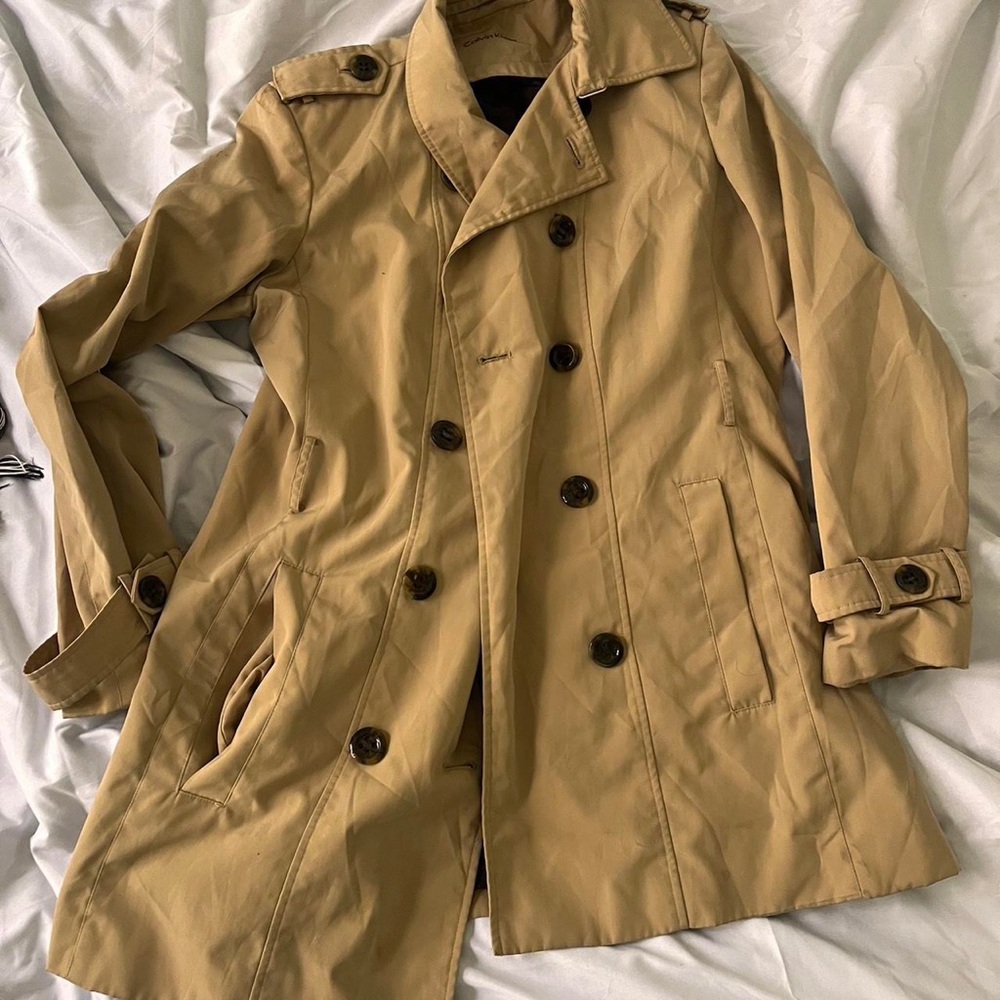 Calvin Klein Tan Double-Breasted Trench Coat